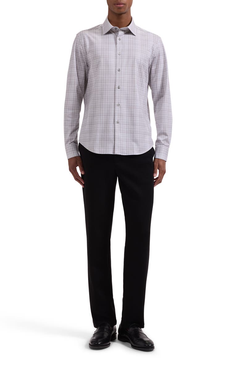 Bugatchi James OoohCotton<sup>®</sup> Plaid Button-Up Shirt, Alternate, color, Limestone