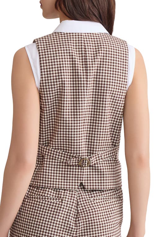 Jones New York Gingham Vest In Brown
