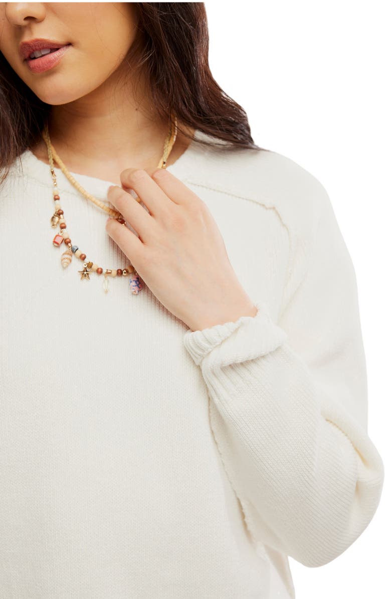 Free People Spring Street Cotton Crewneck Sweater, Alternate, color, Optic White