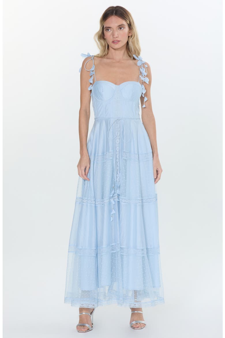 Eva Tie Strap Fit & Flare Gown, Alternate, color, SHEER BLUE