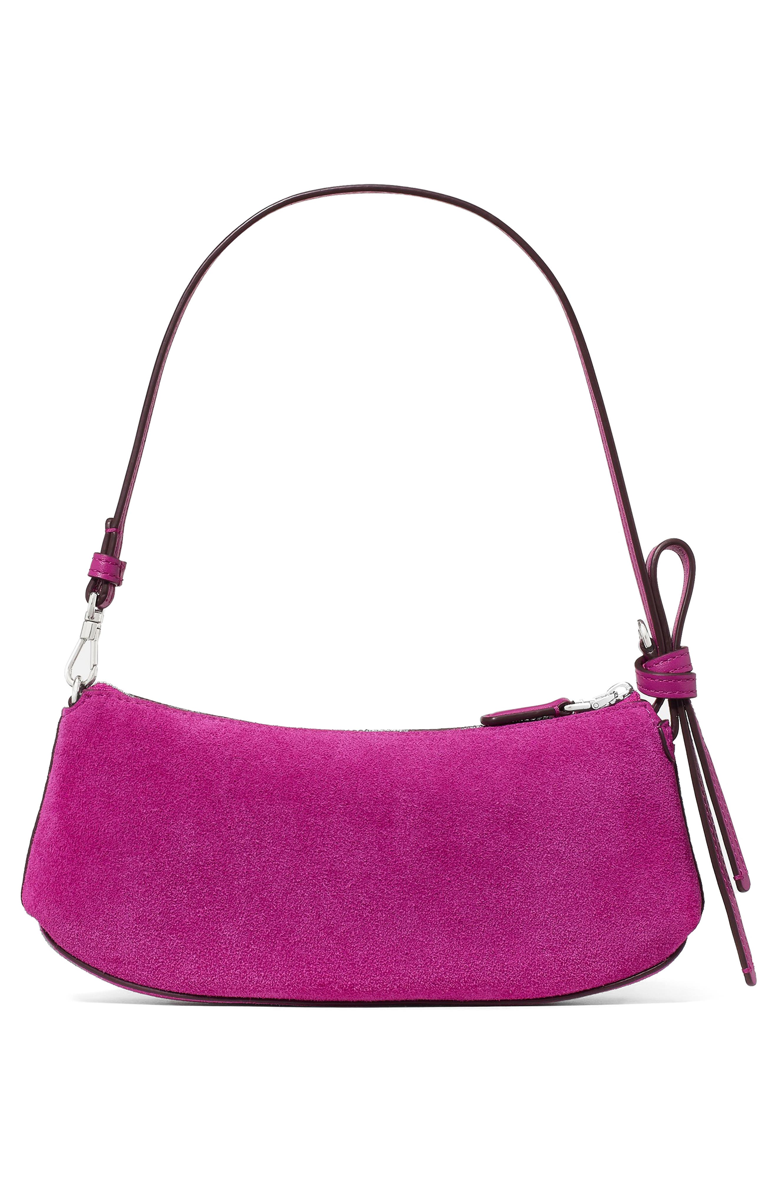 loop suede pochette bag, Alternate, color, BEET