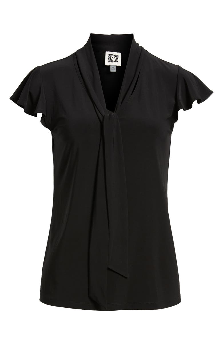 Anne Klein Tie Neck Flutter Sleeve Top, Alternate, color, 