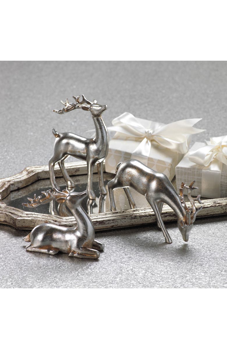 Zodax Set of 6 Decorative Reindeer Figurines, Alternate, color, Silver