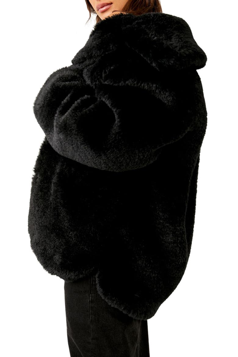 Pretty Perfect Faux Fur Peacoat, Alternate, color, BLACK