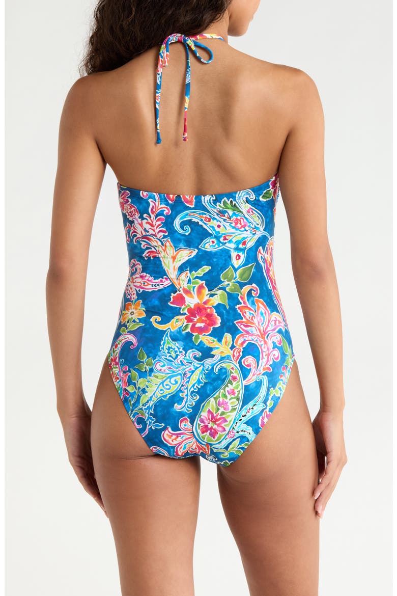 Ring High Neck One-Piece Swimsuit, Alternate, color, BLUE MULTI