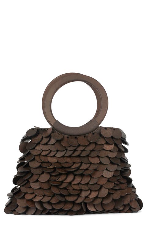 Arianna Wooden Disc Handheld Bag