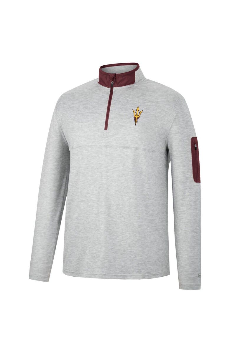 COLOSSEUM Men's Colosseum Heathered Gray/Maroon Arizona State Sun Devils Country Club Windshirt Quarter-Zip Jacket, Alternate, color, 