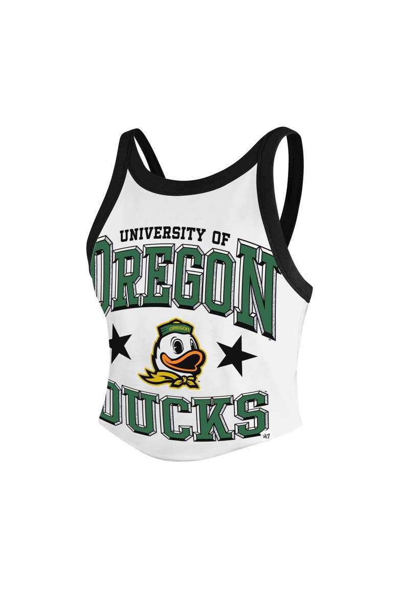 '47 Women's '47 White Oregon Ducks Energize Sporty Cropped Racerback Tank Top, Alternate, color, White