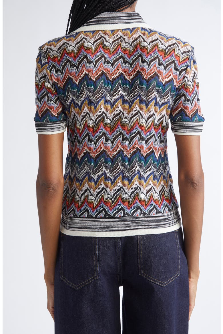 Knit Metallic Lace Polo, Alternate, color, BLUE MULTI