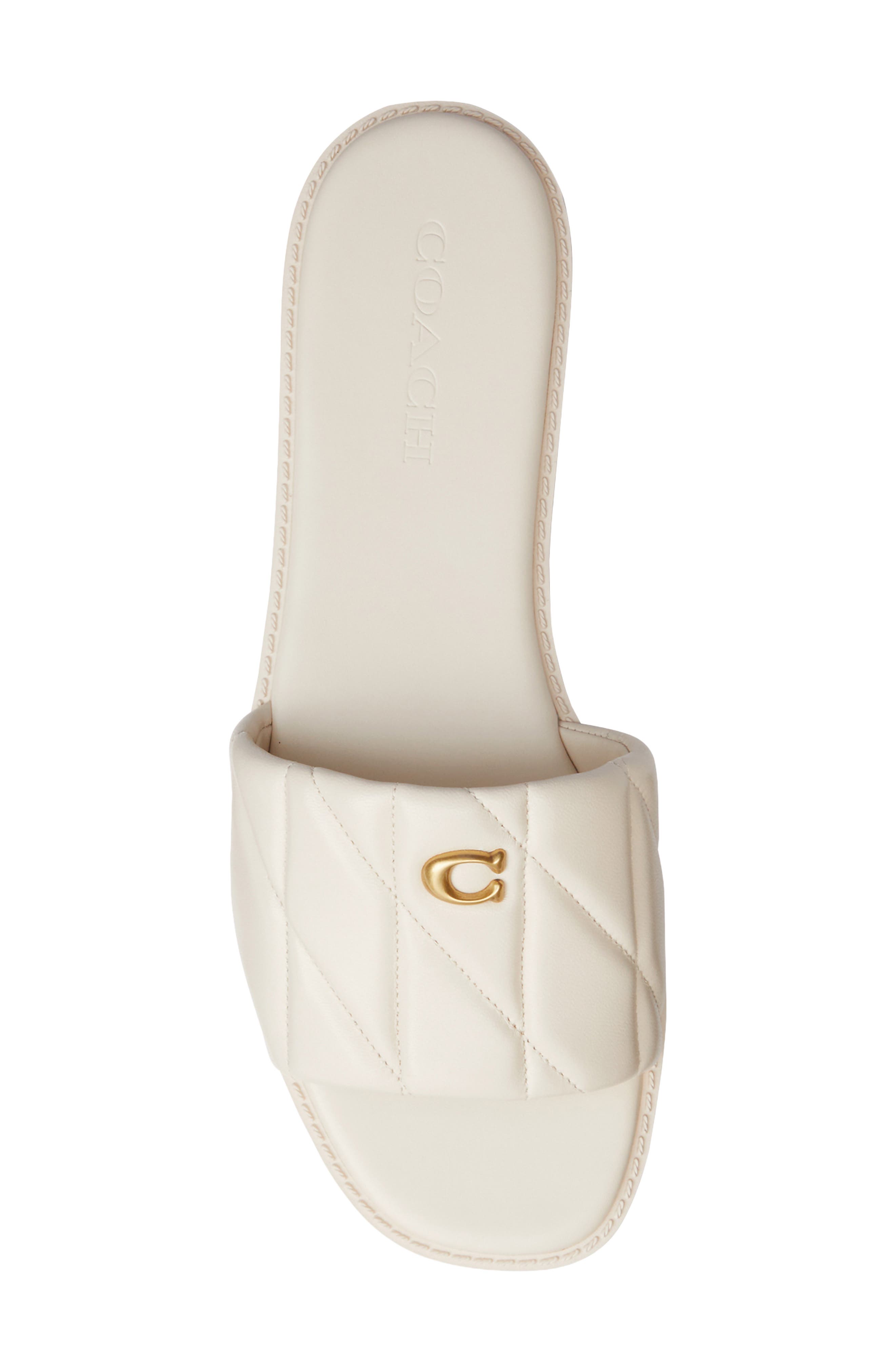 Quilted Flat Slide Sandal, Alternate, color, CHALK/ CHALK