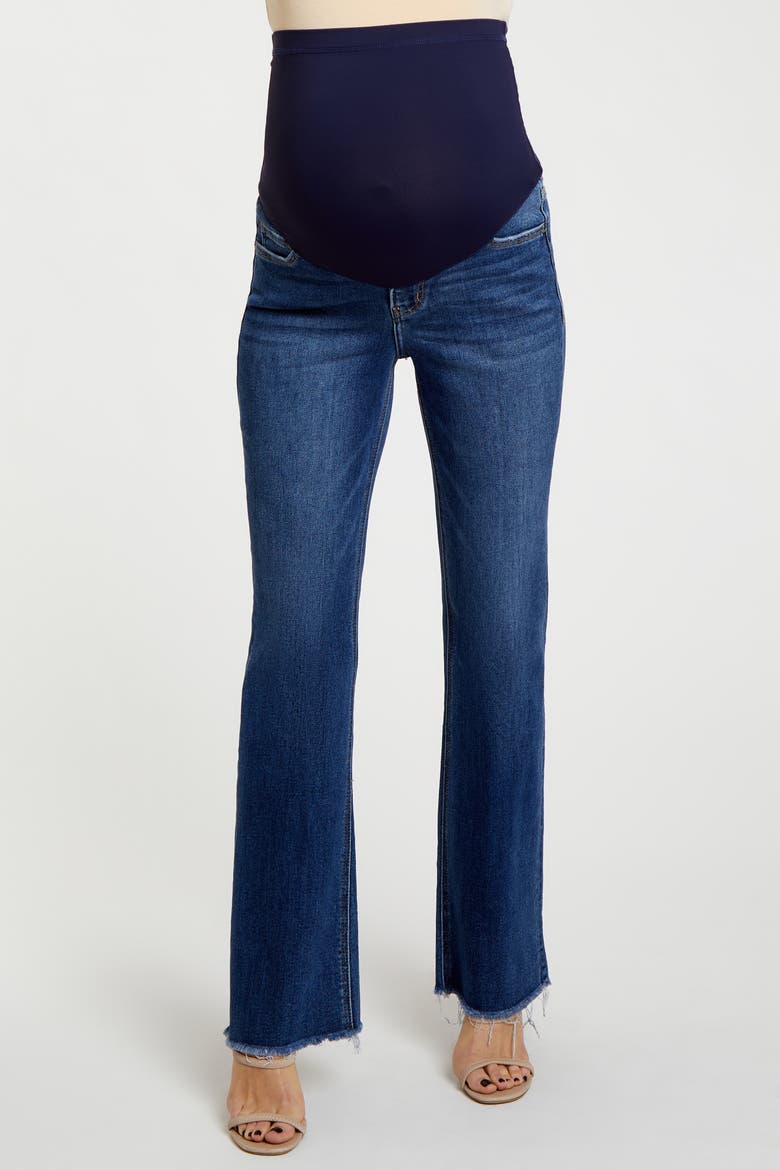Raw Hem Bootcut Maternity Jeans, Alternate, color, Navy Blue