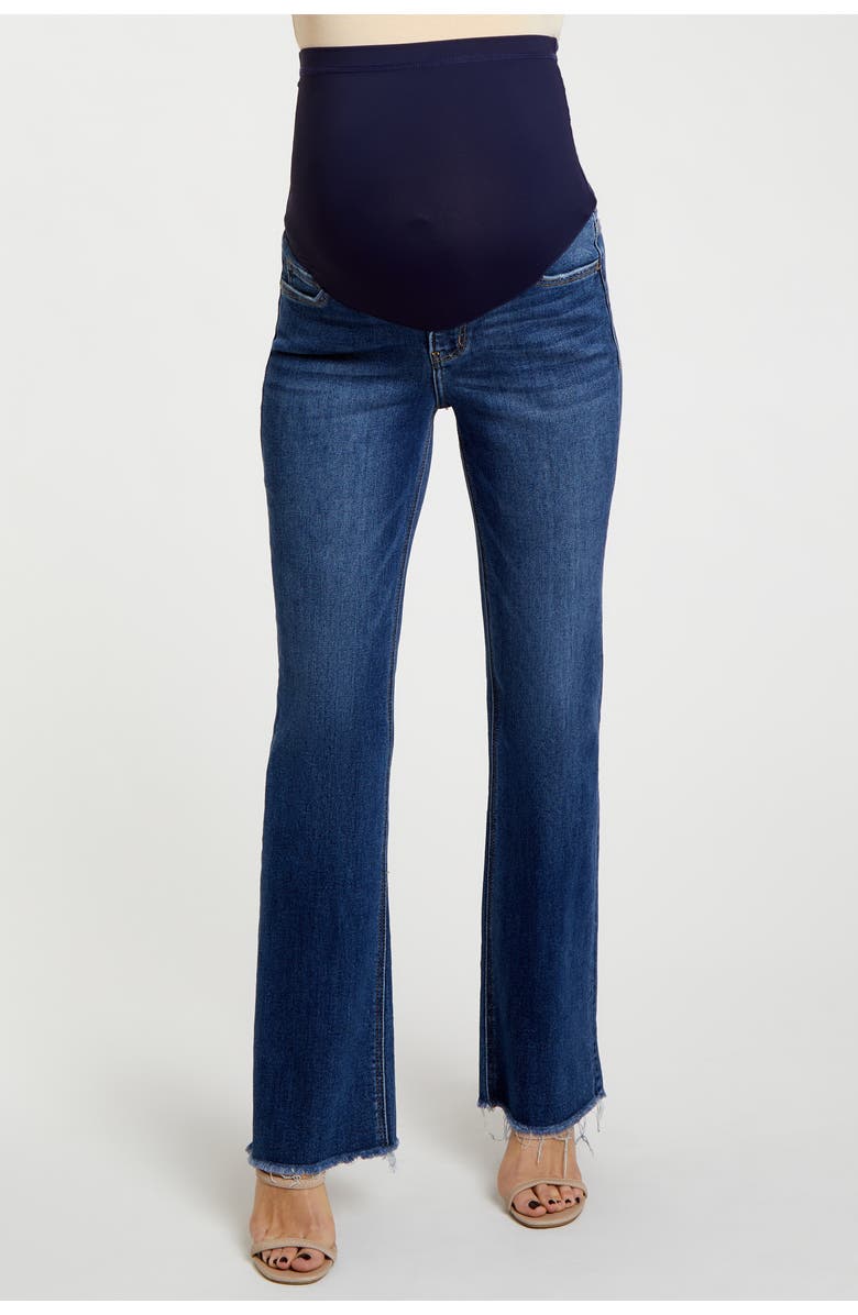 PinkBlush Raw Hem Bootcut Maternity Jeans, Alternate, color, Navy Blue