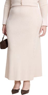 ELOQUII Ribbed Sweater Trumpet Maxi Skirt