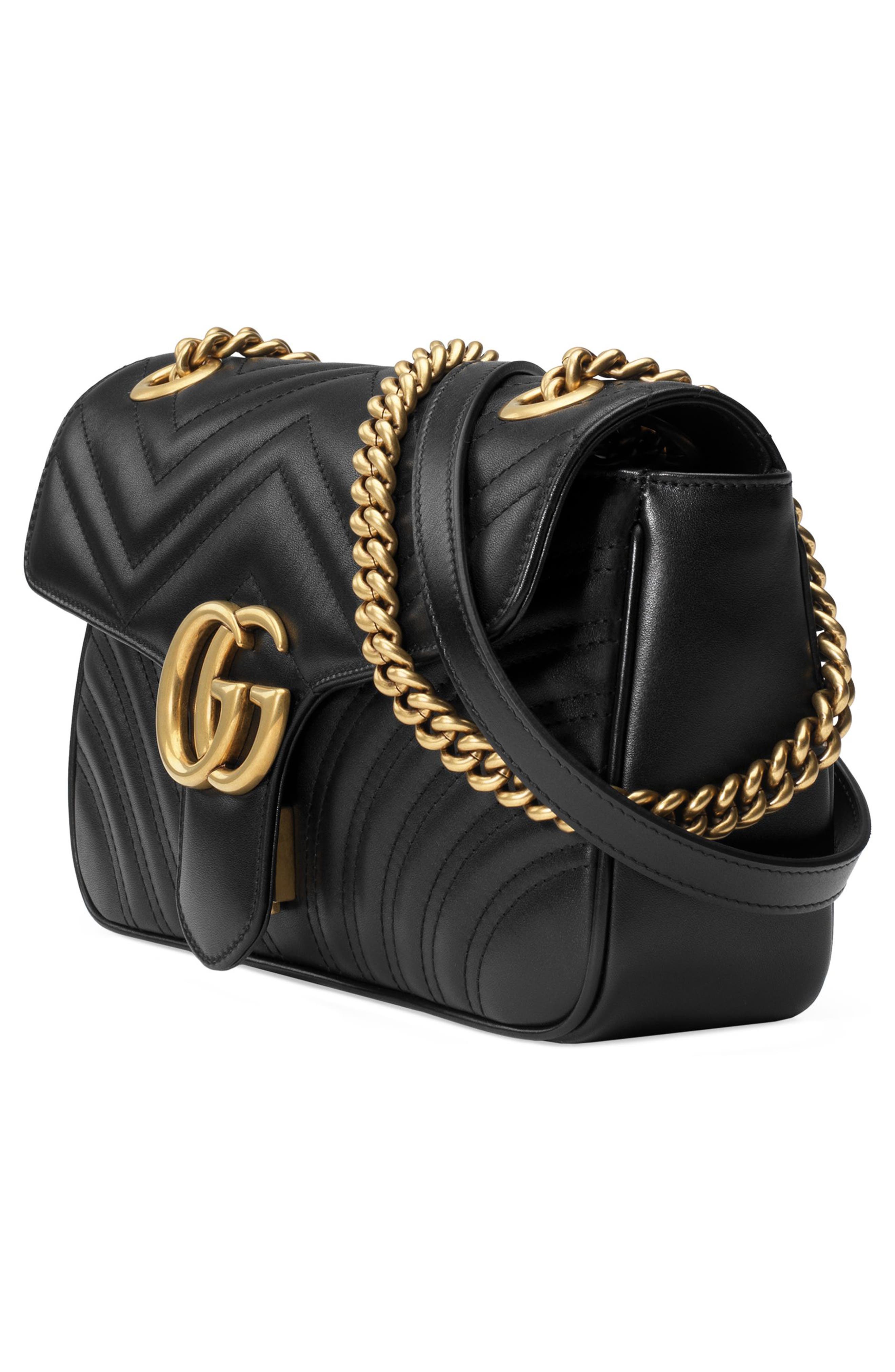 Small Matelassé Leather Shoulder Bag, Alternate, color, NERO/ NERO