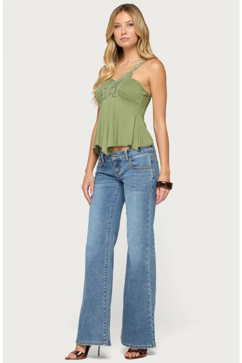 Rania Sequin Butterfly Handkerchief Hem Tank, Alternate, color, OLIVE
