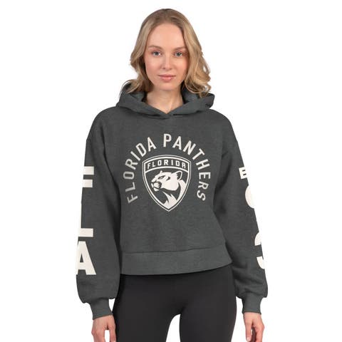 Women
s Starter  Heather Charcoal Florida Panthers Star Player Cropped Fleece Hoodie