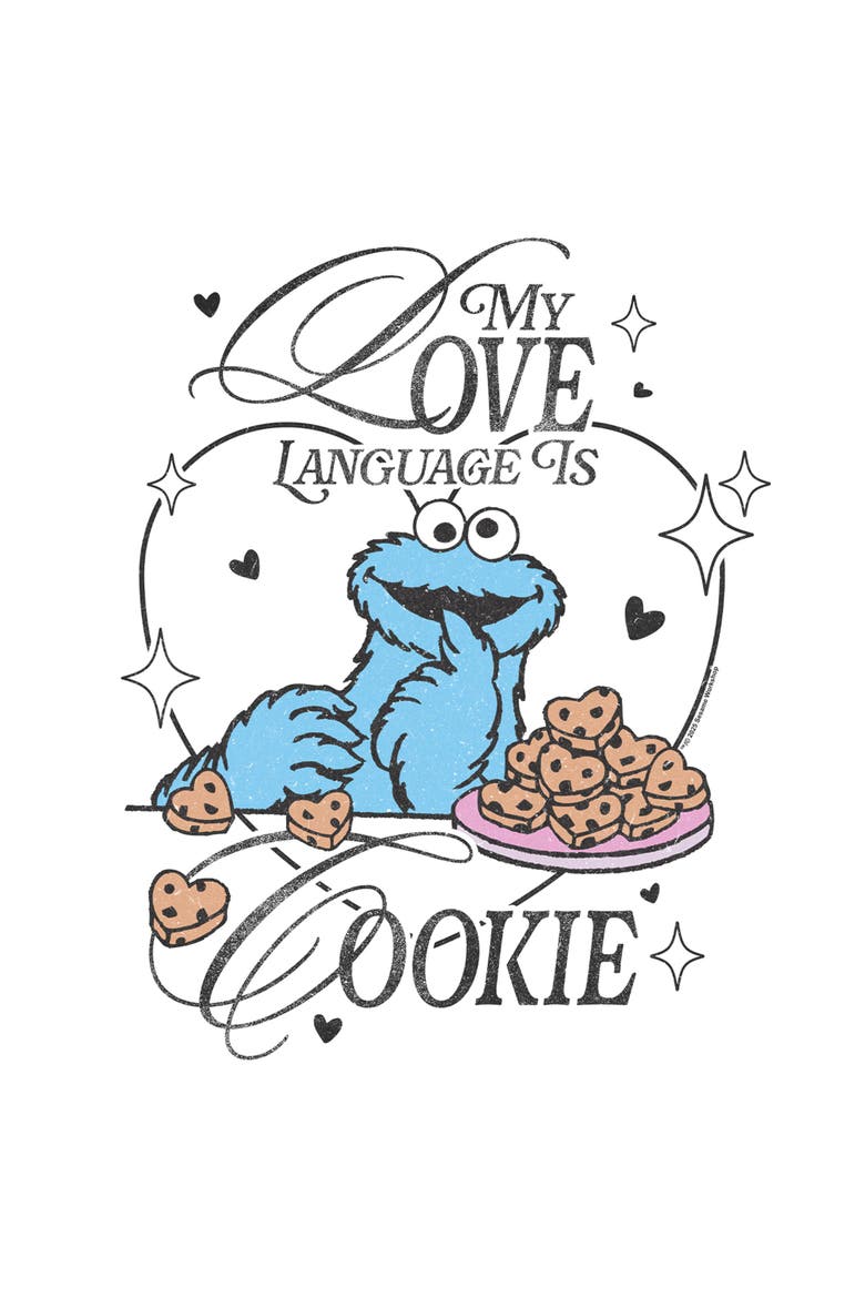 Mens Sesame Street My Love Language Is Cookies T Shirt, Alternate, color, White