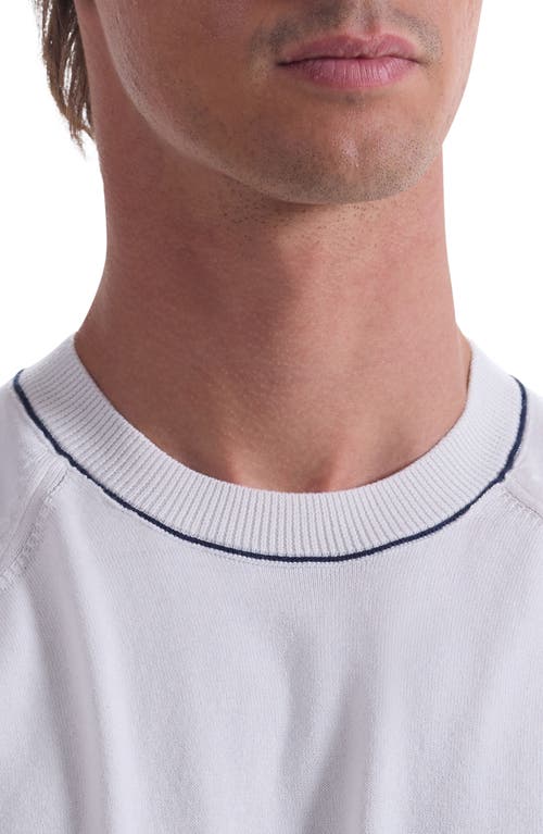 Bugatchi Tipped Cotton Blend Crewneck Sweater In White