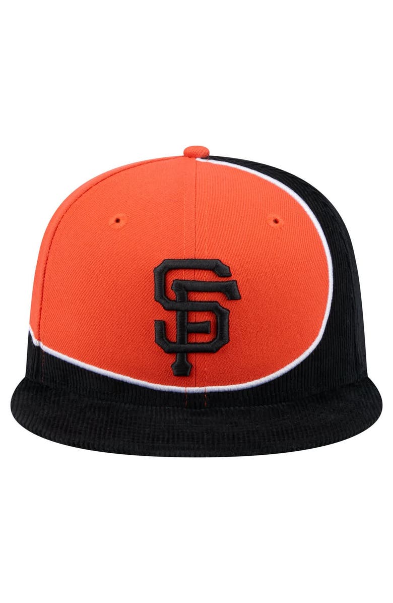 New Era Men's New Era Black/Orange San Francisco Giants Retro Split Corduroy Snapback Hat, Alternate, color, Black