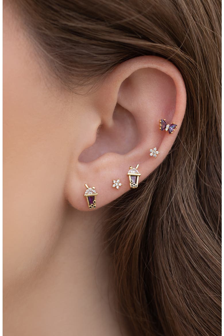 It's Boba Time Stud Earrings, Alternate, color, GOLD