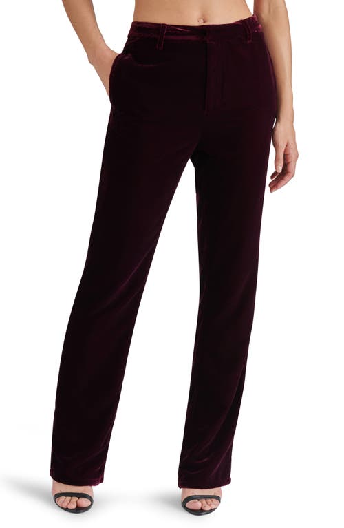 Steve Madden Mercer Velvet Straight Leg Pants in Wine 