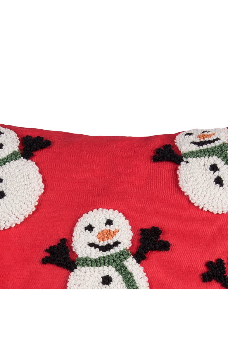 C&F Home Snowman Party Hooked Christmas Accent Throw Pillow 18" x 18", Alternate, color, Red