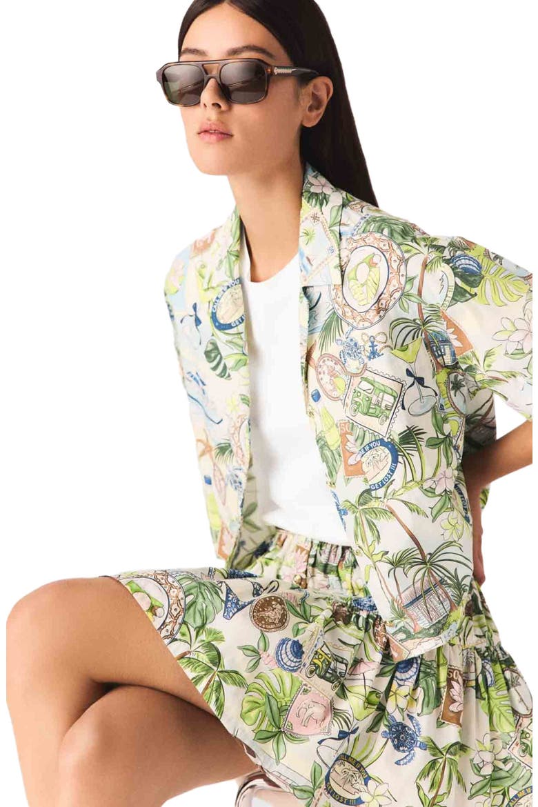 Patterned cropped shirt, Alternate, color, Postcard print