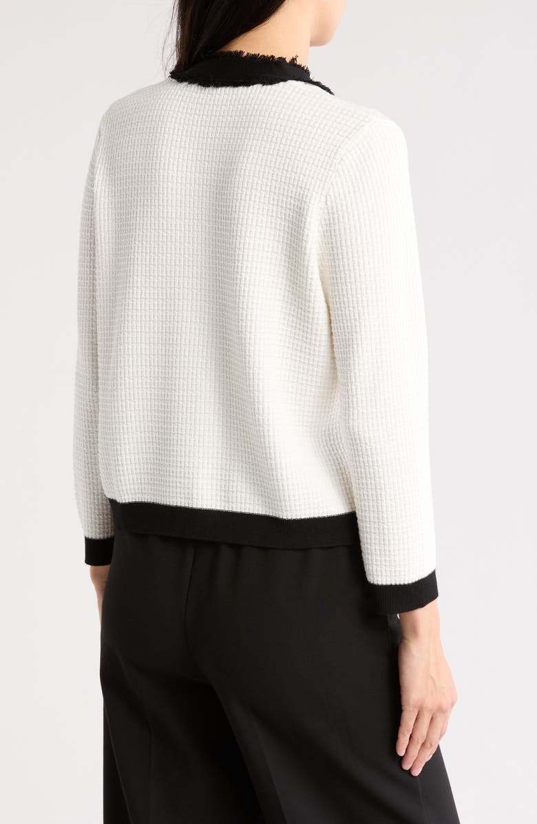 Adrianna Papell Frayed Edge Colorblock Crop Cardigan, Alternate, color, 