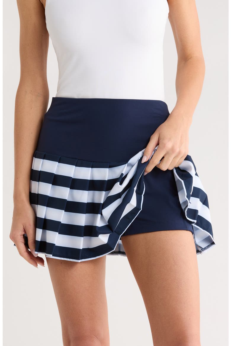Stripe Pleated Activewear Skort, Alternate, color, BLACK IRIS