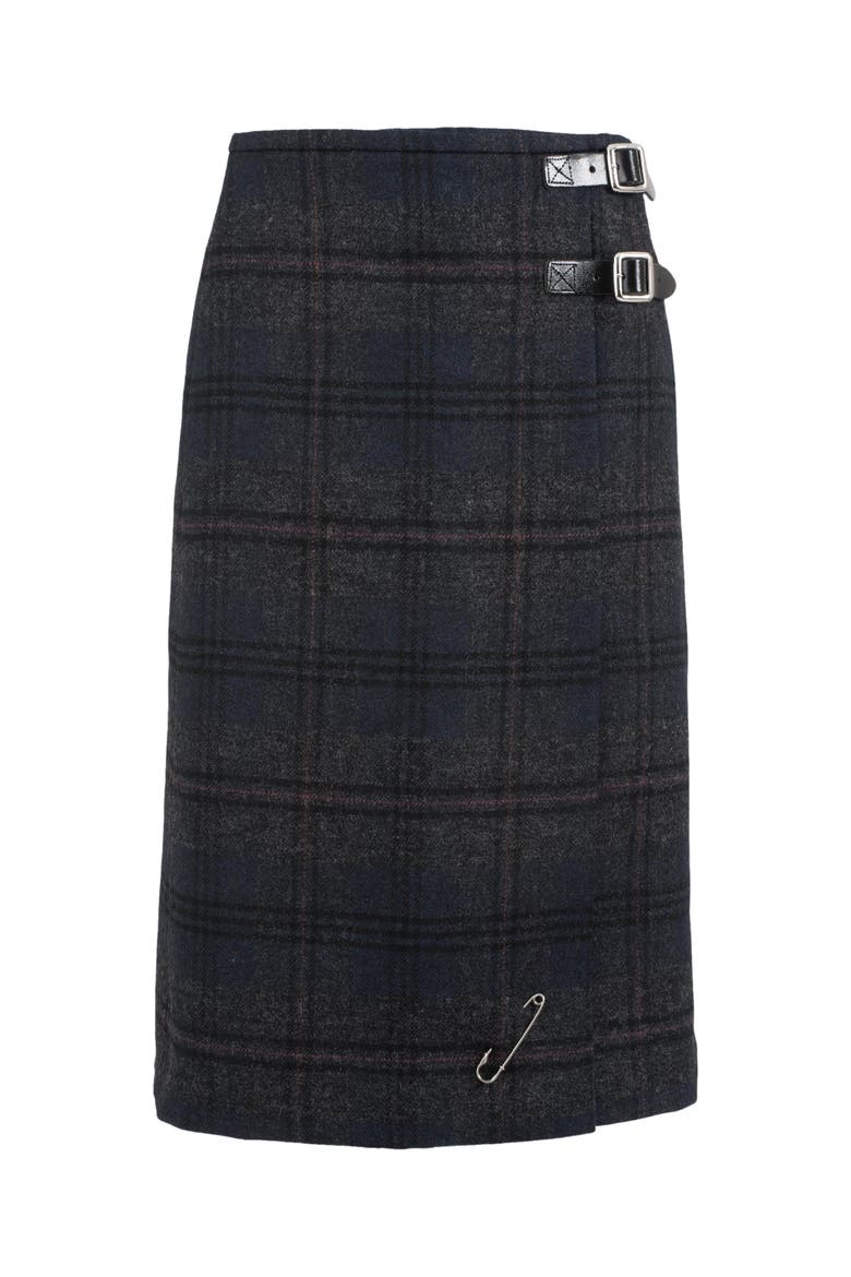 Midi Celt Kilt Plaid Skirt, Alternate, color, NAVY CHARCOAL TARTAN