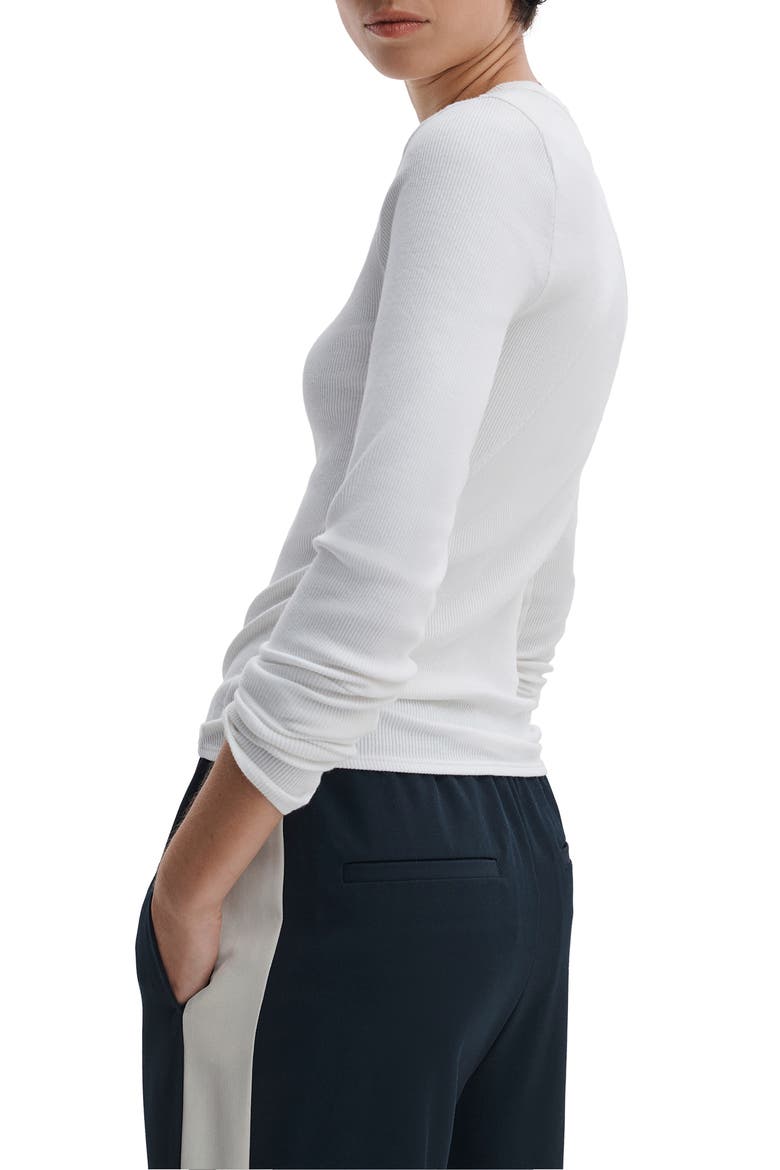 The Essential Rib Long Sleeve Cotton T-Shirt, Alternate, color, WHITE