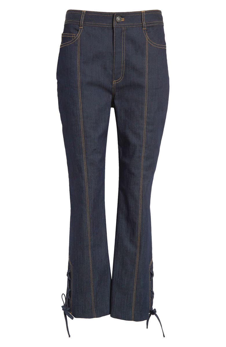 Cinq à Sept Lace-Up Detail Crop Jeans, Alternate, color, Indigo
