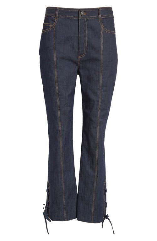 Cinq À Sept Lace-up Detail Crop Jeans In Blue