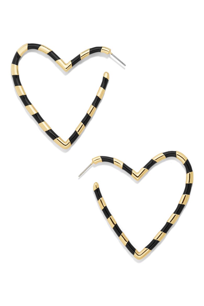 Annaelle Open Heart Earrings, Main, color, BLACK/ GOLD