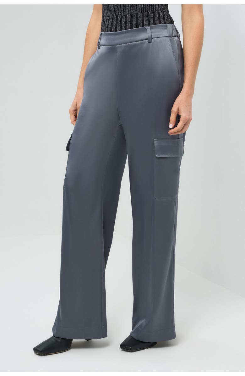 Anatomie Candela Satin Cargo Wide Leg Pant, Alternate, color, Shadow