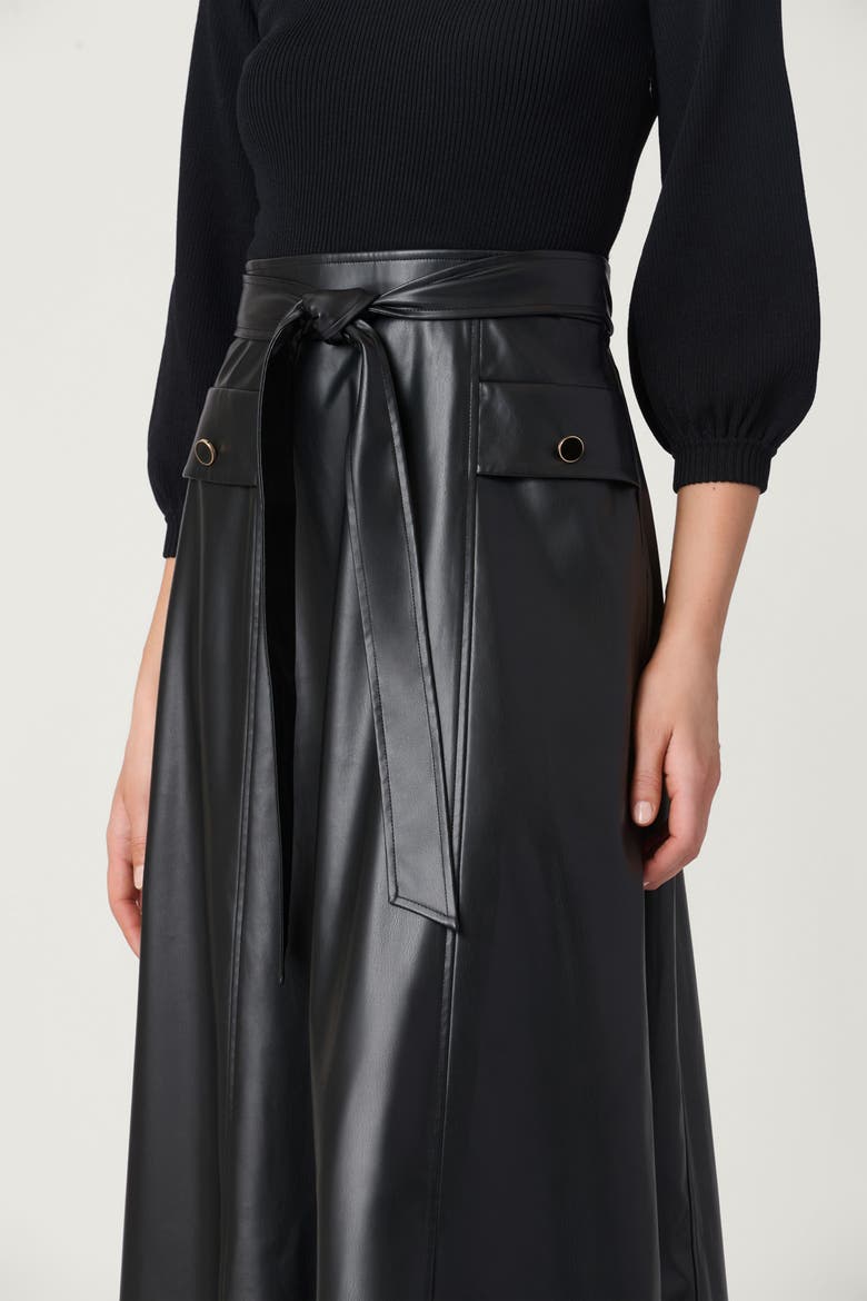 Leather Knit Mixed Media Aspen Dress, Alternate, color, Jet