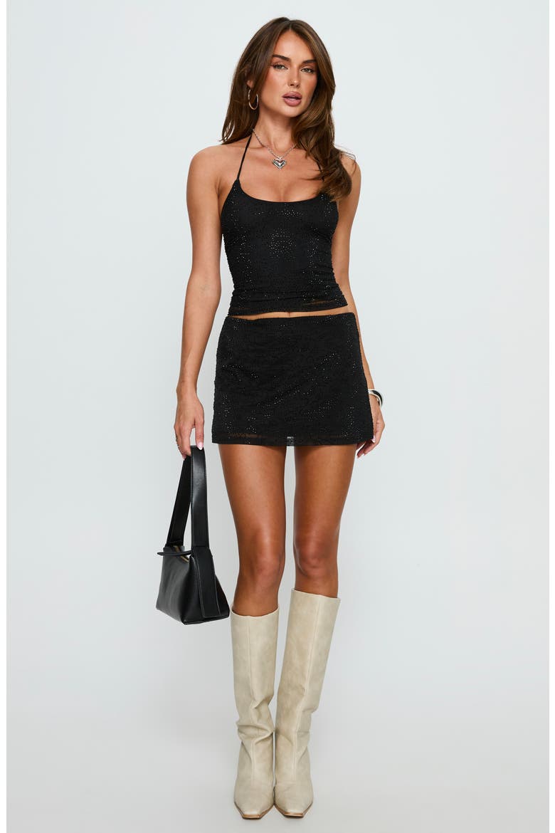 Janesa Beaded Miniskort, Alternate, color, BLACK