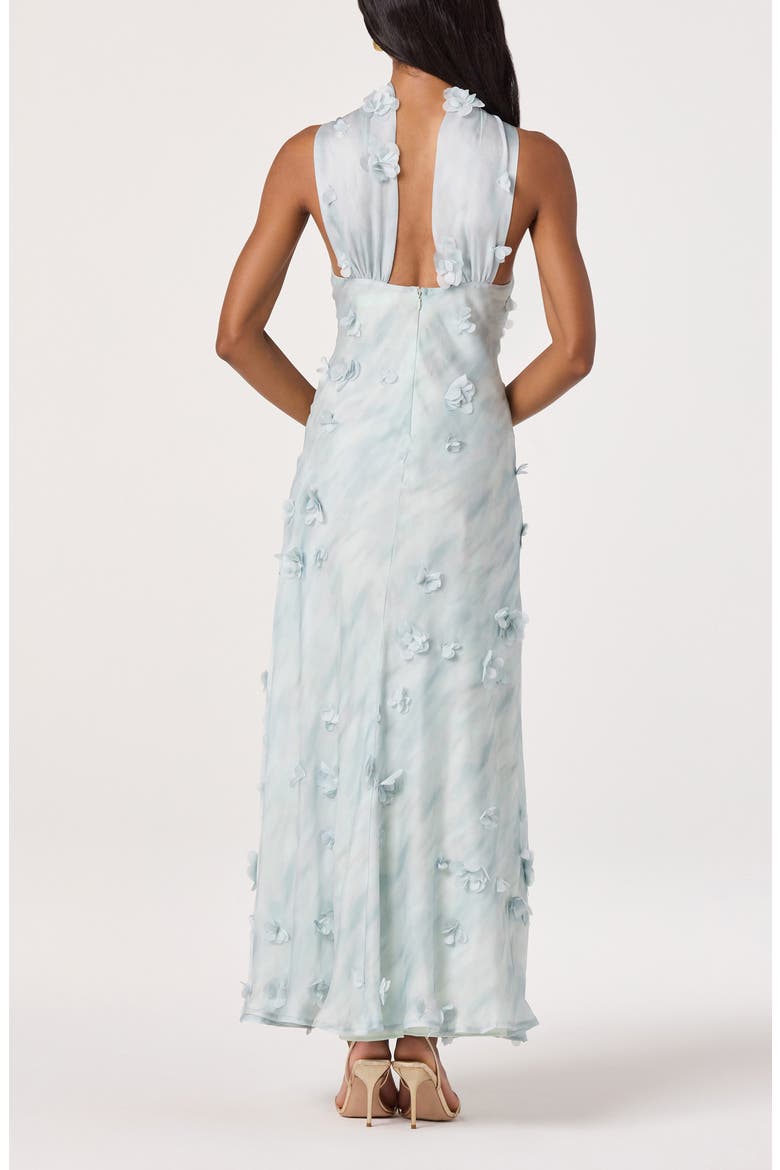 Ashley Floral Appliqué High Neck Slipdress, Alternate, color, SEAFOAM