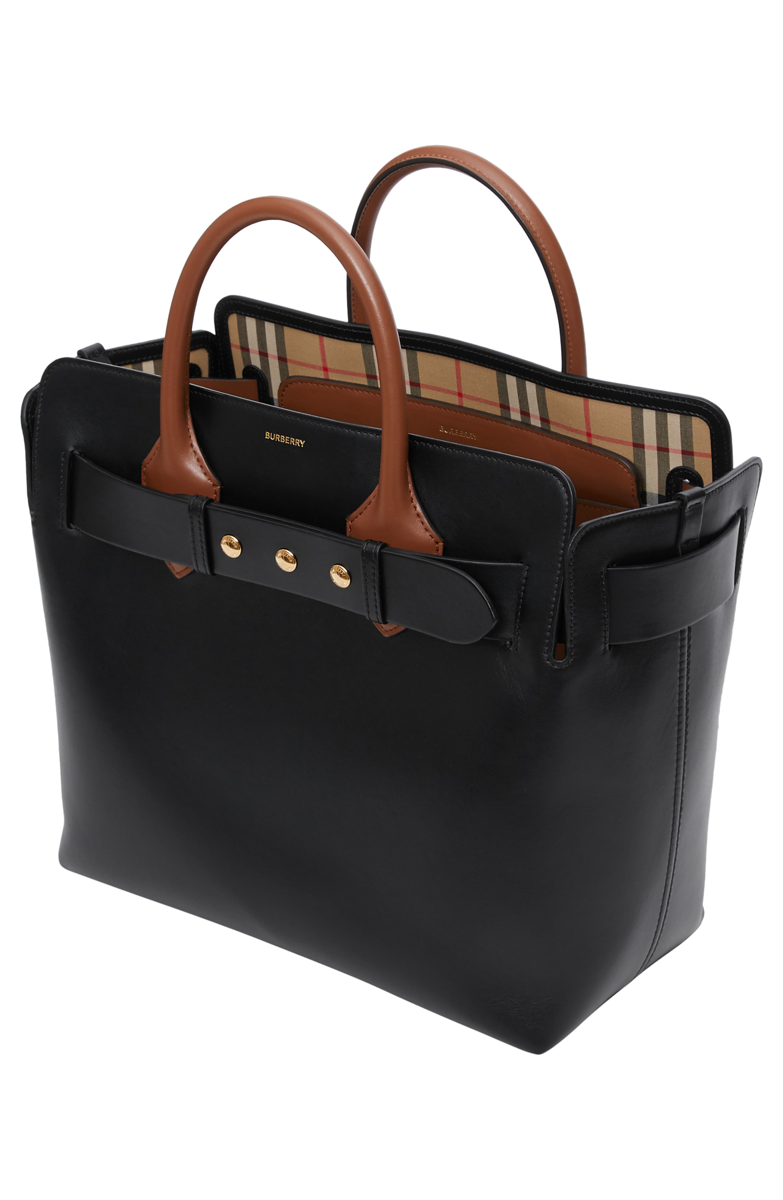 Burberry Small Belt Triple Stud Leather Satchel, Alternate, color, 