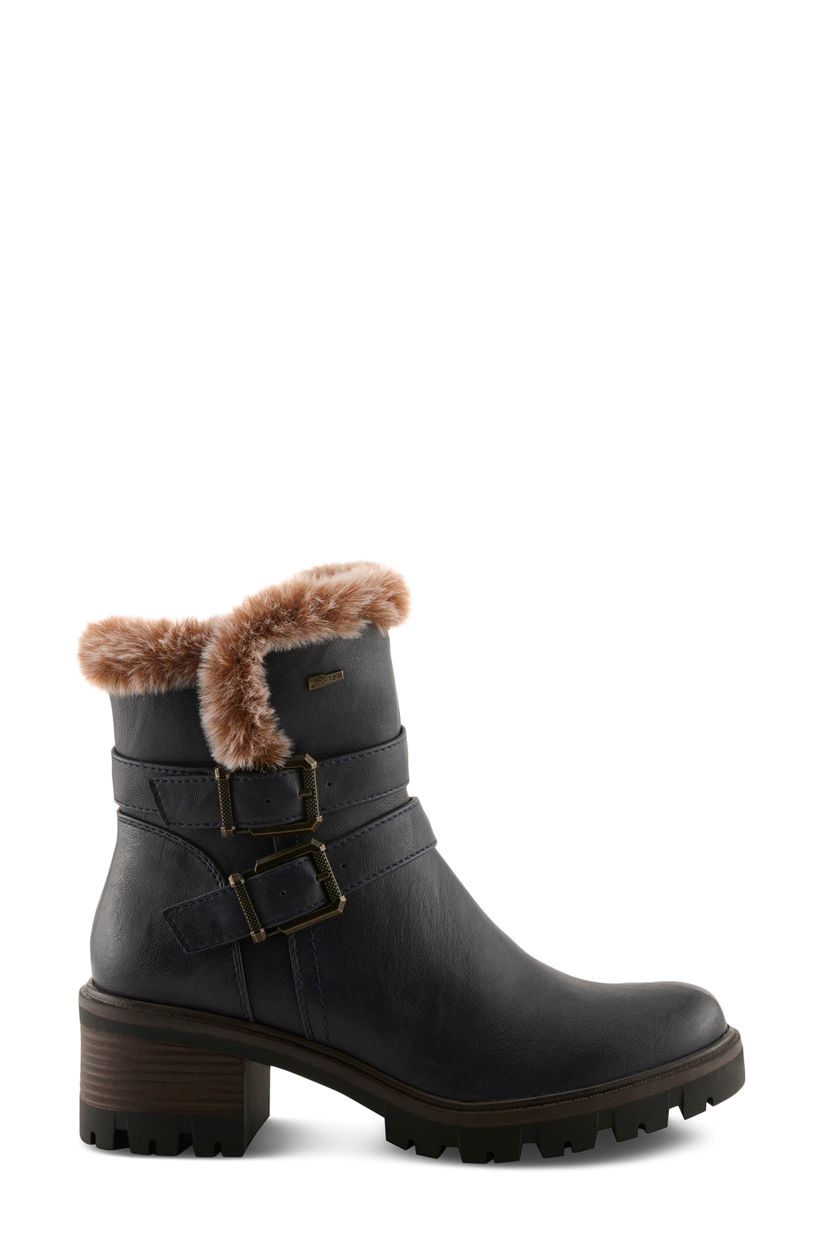 Beartrak Faux Leather Bootie, Alternate, color, NAVY