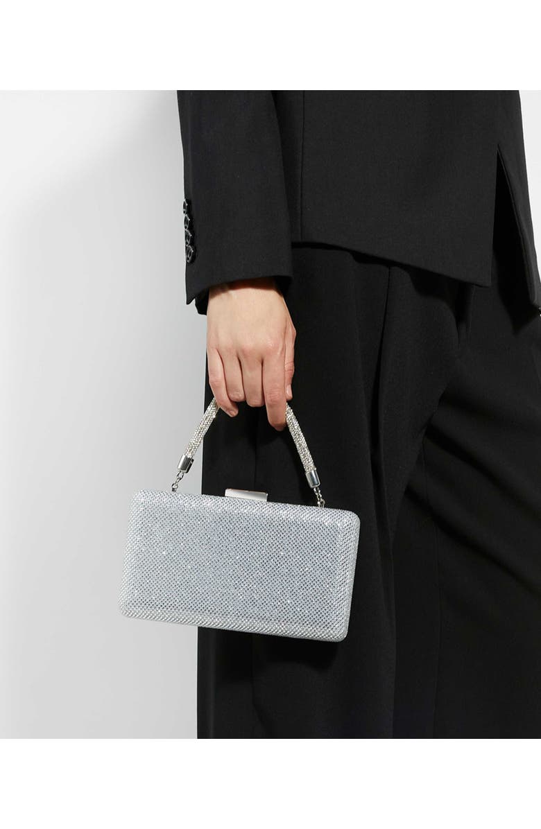 Dune London Beaut Top Handle Frame Clutch, Alternate, color, Silver