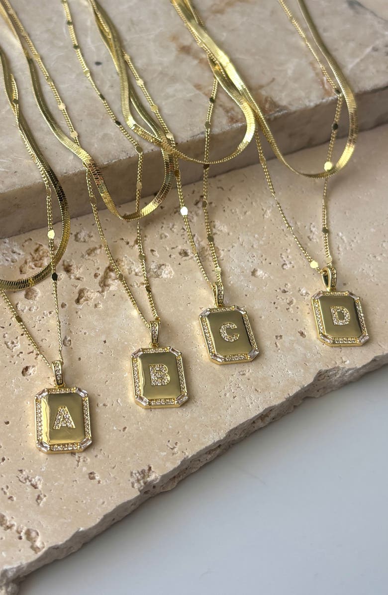 Adornia Initial Tag Pendant Necklace, Alternate, color, Gold-B