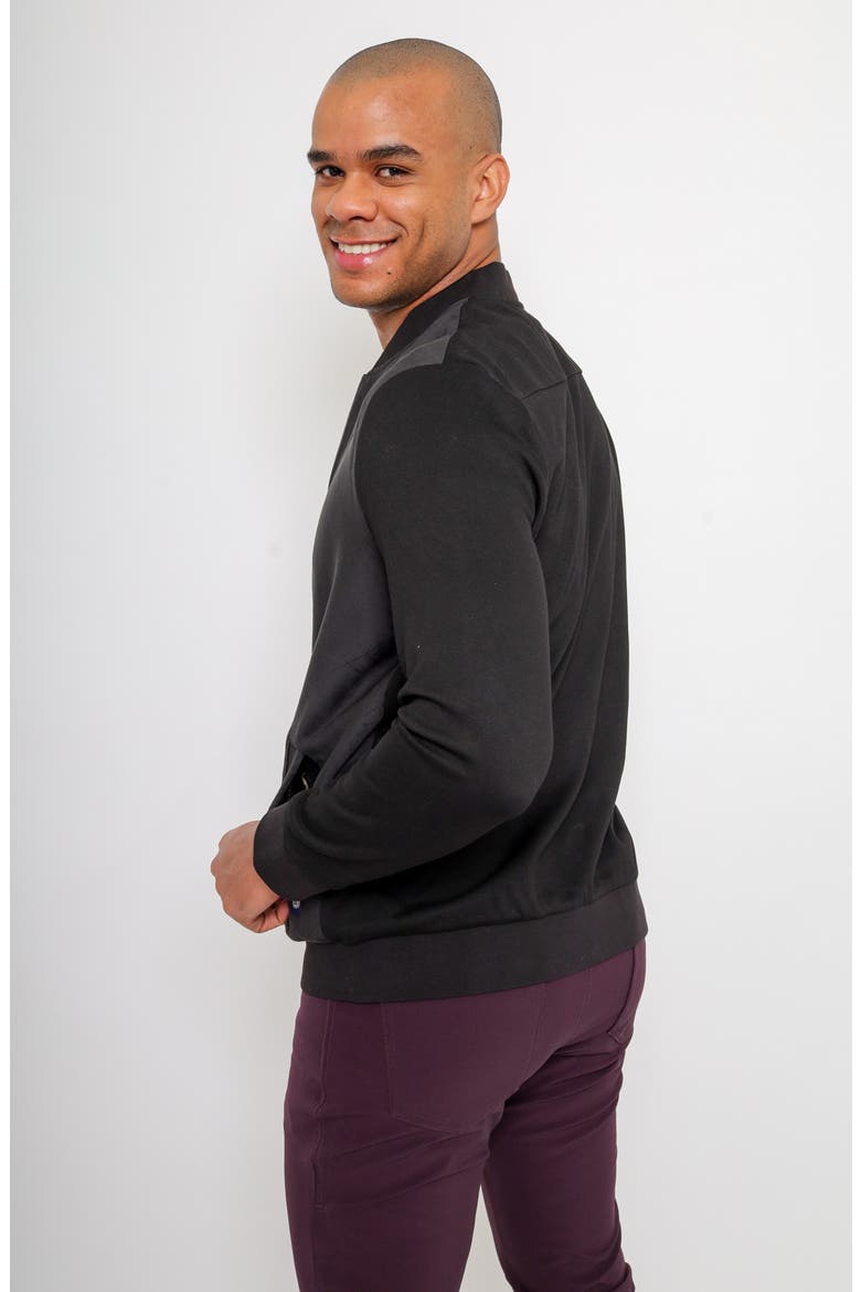 Aragon Velvet Quilted Bomber Sweatshirt, Alternate, color, BLACK