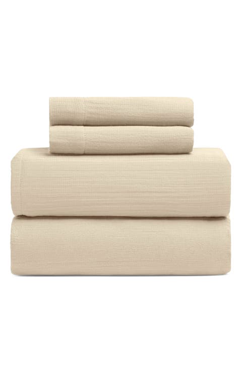 Dune Crinkled Cotton Gauze 4-Piece Sheet Set