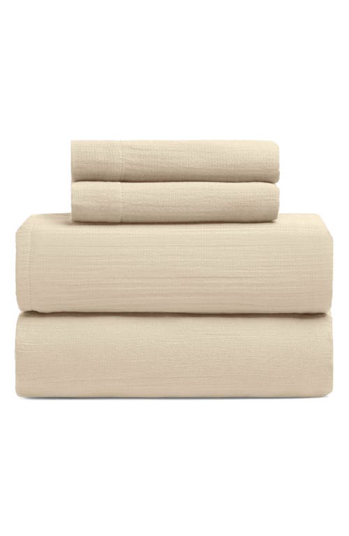 Crane Air Dune Crinkled Cotton Gauze 4-piece Sheet Set In Brown