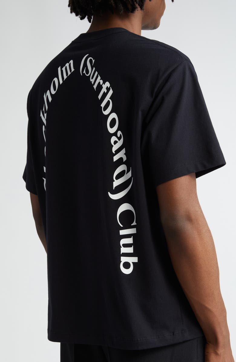STOCKHOLM SURFBOARD CLUB Back Logo Organic Cotton Graphic T-Shirt, Alternate, color, Black