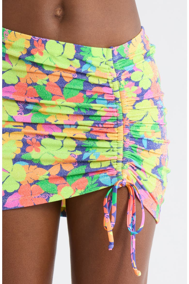 Ruched Tie Cover-Up Miniskirt, Alternate, color, NEON SUNSET