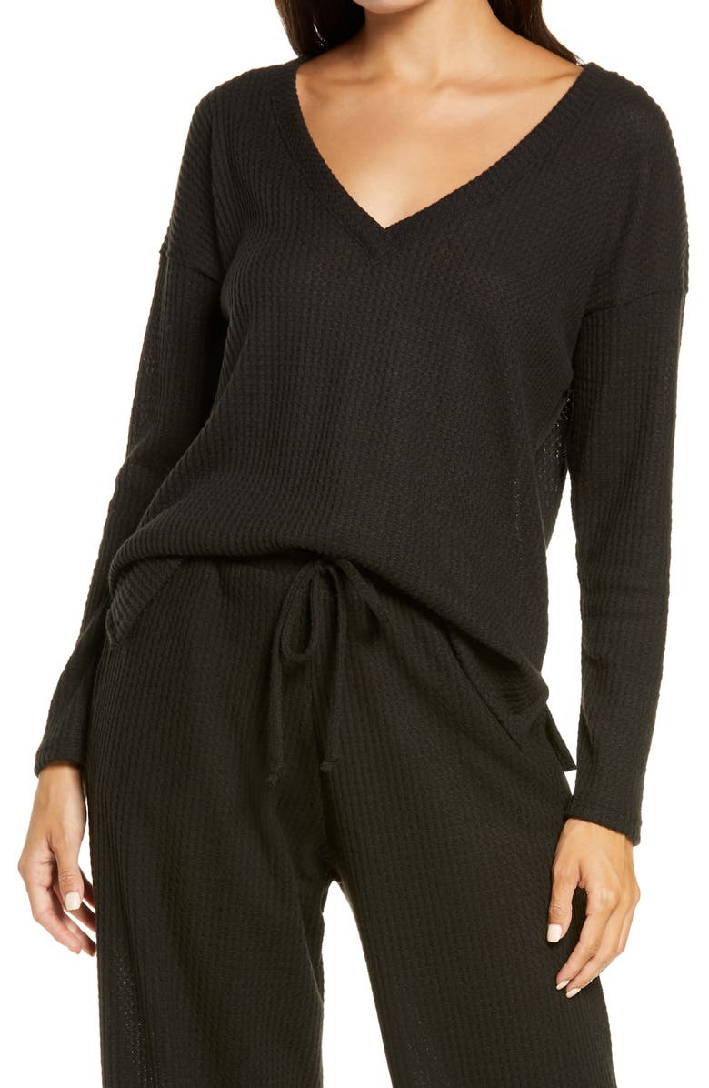Socialite Waffle V-Neck Top, Main, color, 