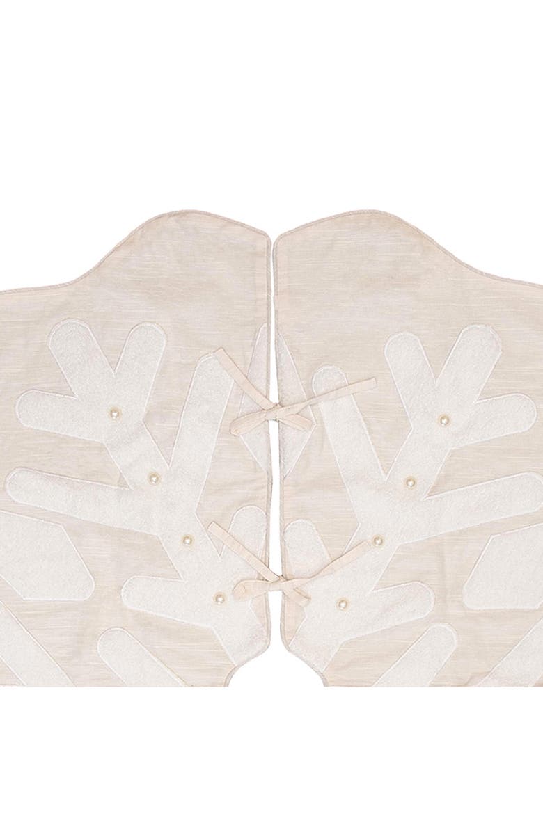 C&F Home White Christmas Snowflake Linen & Polyester Christmas Tree Skirt 54", Alternate, color, Beige