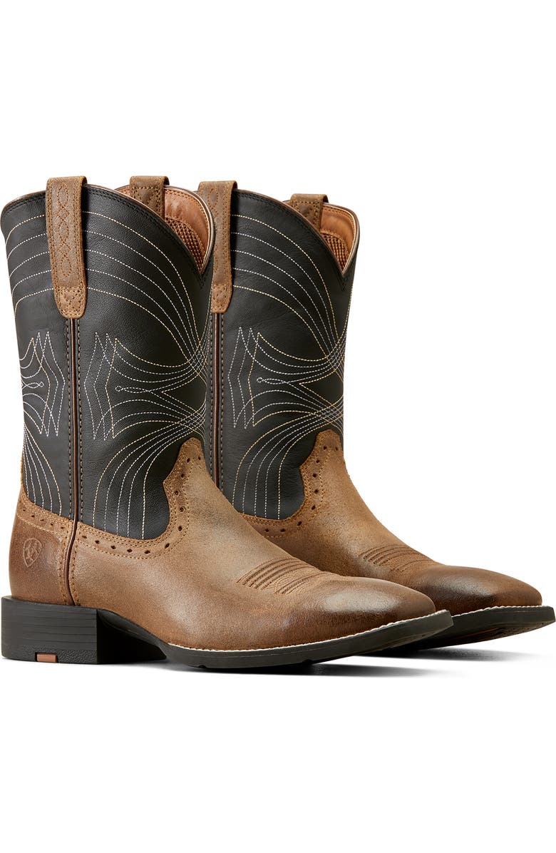 Ariat 'Sport' Leather Cowboy Boot, Alternate, color, Barley Brown/ Matte Black